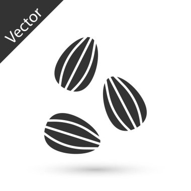 Beyaz arka planda izole edilmiş özel bir bitki simgesinin gri tohumları. Vektör