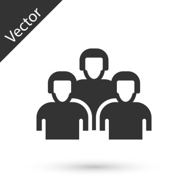 Beyzbol oyuncularından oluşan gri takım simgesi beyaz arka planda izole edildi. Vektör