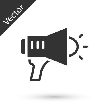 Gri Megafon simgesi beyaz arkaplanda izole edildi. Sözcü işareti. Vektör