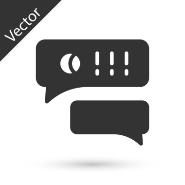 Beyazların arka planında izole edilmiş bir beyzbol ikonu hakkında gri konuşma balonu sohbeti. İleti simgesi. İletişim ya da yorum sohbet sembolü. Vektör