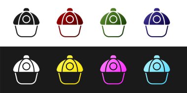 Beyzbol şapkası simgesini siyah beyaz arkaplanda izole et. Spor malzemeleri. Spor üniforması. Vektör