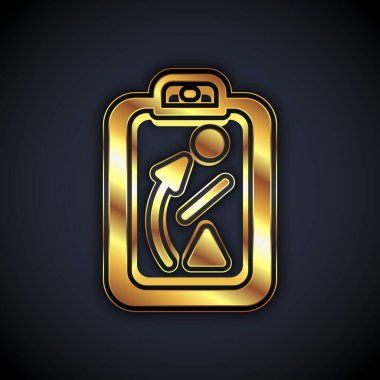 Altın Planlama stratejisi konsepti simgesi siyah arkaplanda izole edildi. Beyzbol kupası formasyonu ve taktiği. Vektör