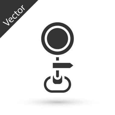 Gri Yol trafik tabelası. Beyaz arkaplanda sinyal simgesi izole edildi. İşaretçi sembolü. İzole sokak bilgi levhası. Yön tabelası. Vektör