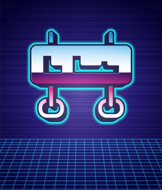 Retro stili trafik levhası. İmza simgesi gelecekten izole edilmiş peyzaj arka planı. İşaretçi sembolü. İzole sokak bilgi levhası. Yön tabelası. 80 'lerin moda partisi. Vektör