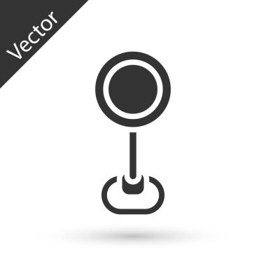 Gri Yol trafik tabelası. Beyaz arkaplanda sinyal simgesi izole edildi. İşaretçi sembolü. İzole sokak bilgi levhası. Yön tabelası. Vektör