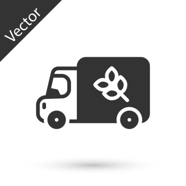 Gri un kamyon simgesi beyaz arkaplanda izole edildi. Vektör