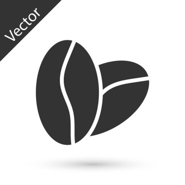 Gri kahve çekirdeği ikonu beyaz arka planda izole edilmiş. Vektör