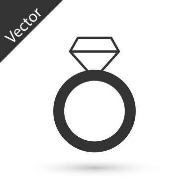 Gri Elmas nişan yüzüğü ikonu beyaz arkaplanda izole edilmiş. Vektör