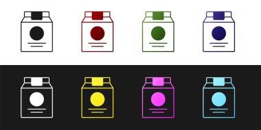 Çevrimiçi sipariş ve fast food dağıtım simgesini siyah beyaz arka planda izole et. Vektör