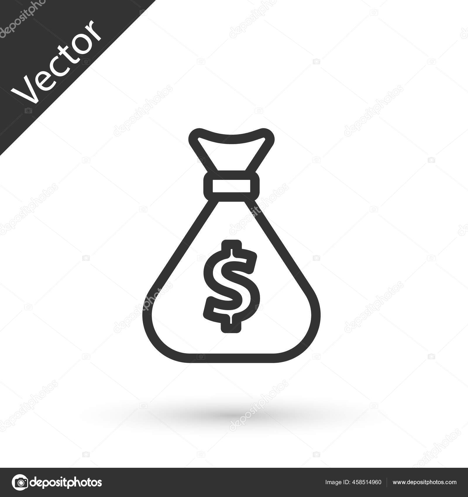 Grey Line Money Bag Icon Isolated White Background Dollar Usd Vector Image By C Vectorvalera Gmail Com Vector Stock 458514960