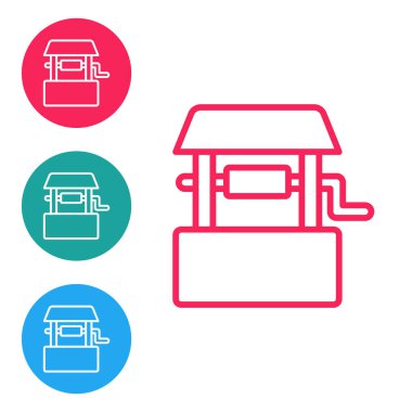 Kırmızı çizgi Beyaz arkaplanda izole edilmiş bir simge. Simgeleri daire düğmelerine ayır. Vektör