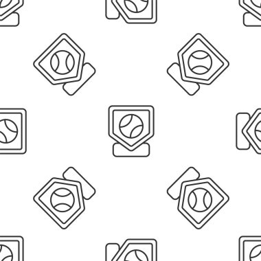 Gri çizgi beyzbol temel ikonu beyaz arka planda izole edilmiş pürüzsüz desen. Vektör