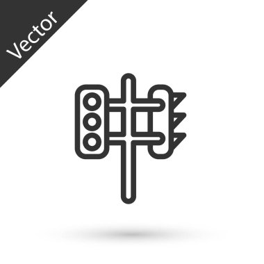 Gri çizgi trafik ışığı simgesi beyaz arkaplanda izole edildi. Vektör