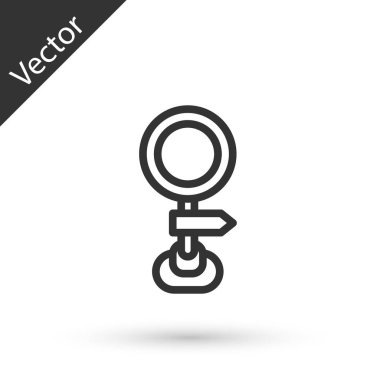 Gri çizgi trafik işareti. Beyaz arkaplanda sinyal simgesi izole edildi. İşaretçi sembolü. İzole sokak bilgi levhası. Yön tabelası. Vektör