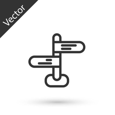 Gri çizgi trafik işareti. Beyaz arkaplanda sinyal simgesi izole edildi. İşaretçi sembolü. İzole sokak bilgi levhası. Yön tabelası. Vektör