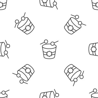 Gri çizgi Ramazan davul ikonu beyaz arkaplandaki kusursuz deseni izole etti. Vektör