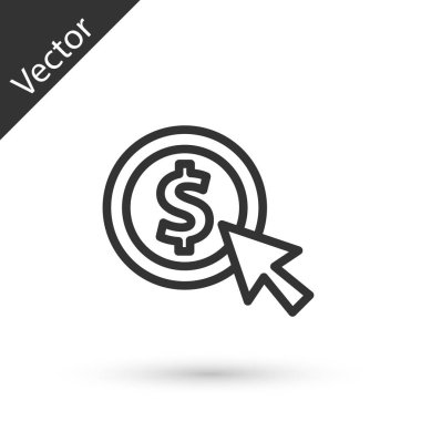 Beyaz arka planda dolar sembolü olan gri çizgi parası. Bankacılık işareti. Para sembolü. Vektör