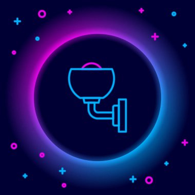 Parlak neon çizgili lamba ya da siyah arkaplanda izole edilmiş lamba simgesi. Duvar lambası ışığı. Renkli taslak konsepti. Vektör