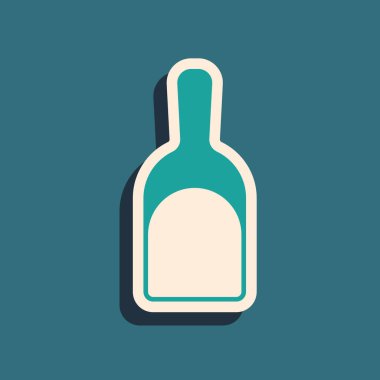 Yeşil faraş simgesi yeşil arkaplanda izole edildi. Temizlik işleri. Uzun gölge tarzı. Vektör