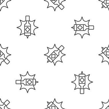 Gri çizgi Tabasco sos ikonu beyaz arka planda izole edilmiş pürüzsüz desen. Kırmızı biberli baharatlı biber sosu. Vektör