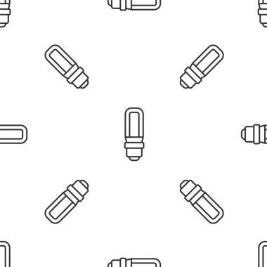 Gri çizgi LED ampul simgesi beyaz arka planda izole edilmiş kusursuz desen. Ekonomik LED ışıklı ampul. Enerji lambasını sakla. Vektör