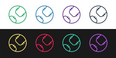 Beyzbol topu simgesi siyah beyaz arkaplanda izole edildi. Vektör