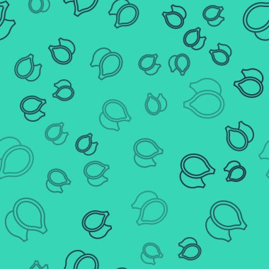 Siyah çizgi balkabağı tohumu ikonu yeşil arka planda izole edilmiş pürüzsüz desen. Vektör