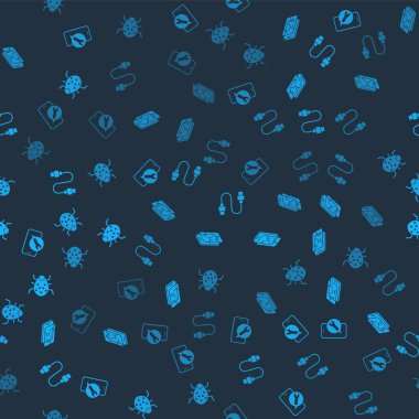 Mobil servisi, bozuk ekran, USB kablo kablosu ve Sistem hatasını pürüzsüz desene ayarlayın. Vektör