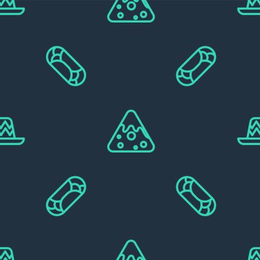 Hattı Nachos, Burrito ve Meksika sombrero 'suna ayarla. Vektör