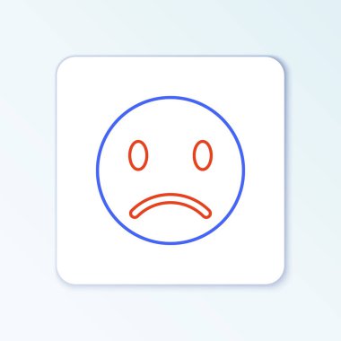 Beyaz arkaplanda izole edilmiş Hüzünlü Gülümseme simgesi. Duygusal yüz ifadesi. Renkli taslak konsepti. Vektör