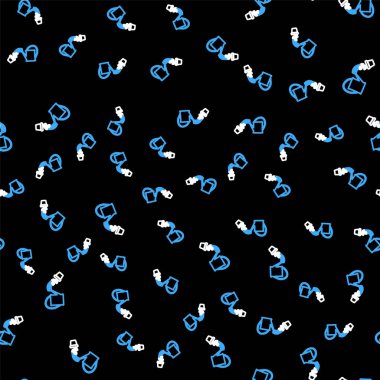 Çizgi Sulama, çiçeğin üzerine su damlatabilir. Siyah arka planda izole edilmiş, dikişsiz desen. Sulama sembolü. Vektör