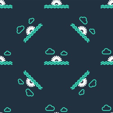 Satır Sunset simgesi siyah arkaplanda izole edilmiş pürüzsüz desen. Vektör