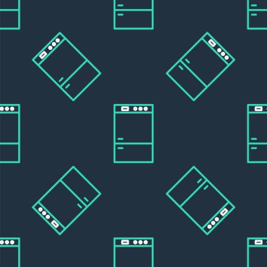 Buzdolabı simgesi siyah arkaplanda izole edilmiş. Buzdolabı buzdolabı. Ev aletleri ve aletler. Vektör