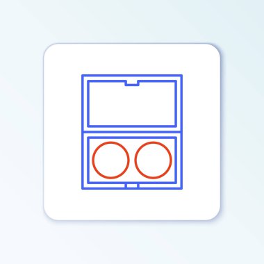 Beyaz zemin üzerinde ayna simgesi olan çizgi makyaj tozu. Renkli taslak konsepti. Vektör