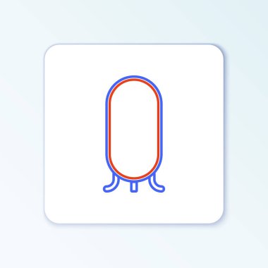 Yatak odası, mağazalar, sahne arkası ikonu için beyaz arka planda büyük boy ayna. Renkli taslak konsepti. Vektör