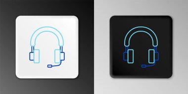 Gri arkaplanda hat kulaklığı simgesi izole edildi. Kulaklıklar. Müzik, hizmet, iletişim ve operatör konsepti. Renkli taslak konsepti. Vektör