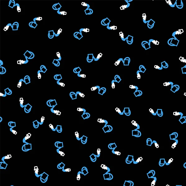 Çizgi Sulama, çiçeğin üzerine su damlatabilir. Siyah arka planda izole edilmiş, dikişsiz desen. Sulama sembolü. Vektör