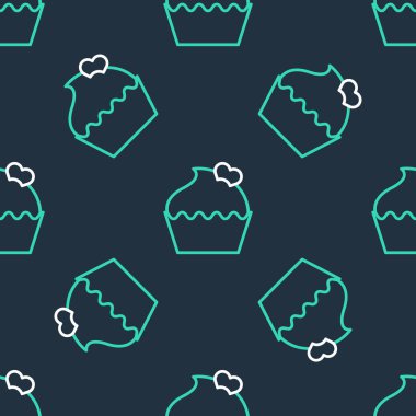 Çizgi düğün pastası. Siyah arka planda izole edilmiş kalp ikonu var. Sevgililer Günü sembolü. Vektör