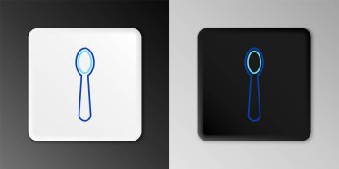 Gri arkaplanda tek kullanımlık plastik kaşık simgesi var. Renkli taslak konsepti. Vektör