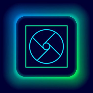 Parlayan neon hattı havalandırma simgesi siyah arkaplanda izole edildi. Renkli taslak konsepti. Vektör