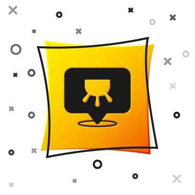 Beyaz arkaplanda siyah meme simgesi izole edildi. Sarı kare düğme. Vektör