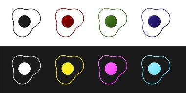 Çırpılmış yumurta simgesini siyah beyaz arkaplanda izole et. Ev yemeği, sahanda yumurta, sağlıklı kahvaltı, omlet ikonu. Vektör