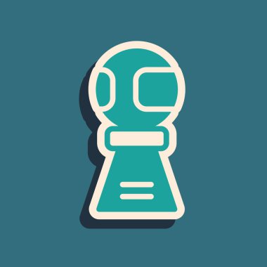 Yeşil arka planda izole edilmiş beyzbol topu ikonlu yeşil ödül kupası. Galibiyet ödülü sembolü. Şampiyonluk ya da yarışma kupası. Spor başarısı. Uzun gölge tarzı. Vektör