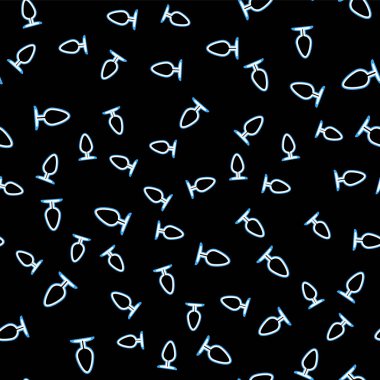 Line Anal plug icon isolated seamless pattern on black background. Butt plug sign. Fetish accessory. Sex toy for men and woman.  Vector