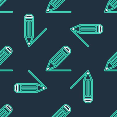 Çizgi kalem ve çizgi simgesi siyah arkaplanda izole edilmiş. Eğitim işareti. Çizim ve eğitim araçları. Okul sembolü. Vektör