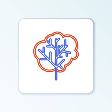 Beyaz arkaplanda çizgi ağacı simgesi izole edildi. Orman sembolü. Renkli taslak konsepti. Vektör