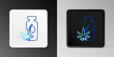 Hat Medikal marihuana veya kenevir yaprağı zeytinyağı damlası ikonu gri arka planda izole edilmiştir. Esrar özütü. Kenevir sembolü. Renkli taslak konsepti. Vektör