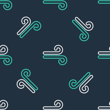 Çizgi Rüzgârı simgesi siyah arkaplanda izole edilmiş. Rüzgarlı bir hava. Vektör