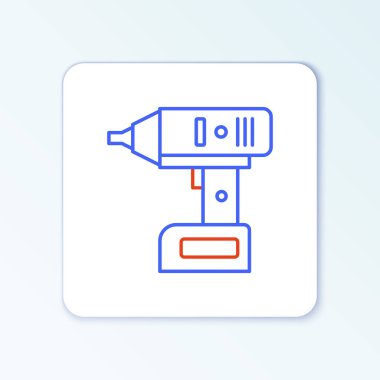 Kablosuz hat tornavida simgesi beyaz arkaplanda izole edildi. Elektrikli matkap. Tamir aleti. Renkli taslak konsepti. Vektör
