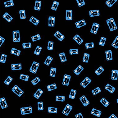 Çizgi Akıllı Telefon ve oyun simgesinde oynamak siyah arkaplanda izole edilmiş kusursuz desen. Mobil oyun konsepti. Vektör